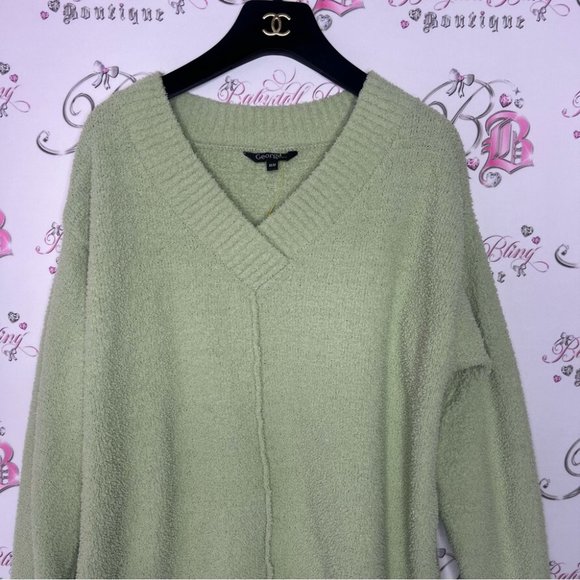 George sweater fuzzy teddy soft loungewear pullover vneck cozy warm teddy π§Έ - Picture 4 of 9